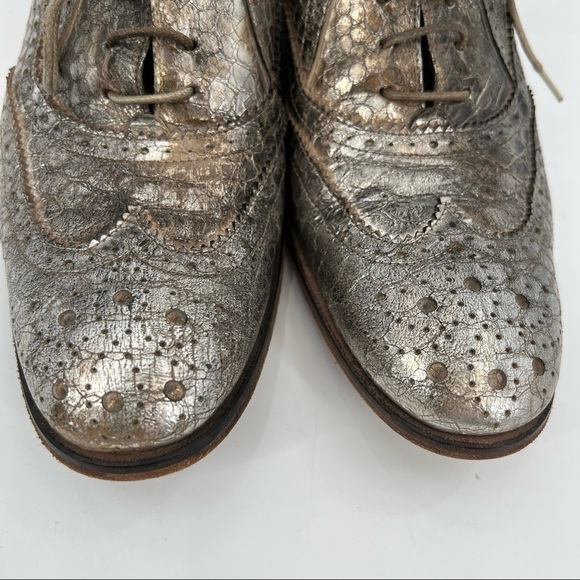 GARRICE gold leather snake print Oxford shoes - Picture 4 of 8